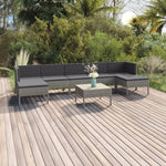 5-Delige Loungeset Met Kussens Poly Rattan Grijs