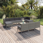 6-Delige Loungeset Met Kussens Poly Rattan Grijs