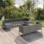 6-Delige Loungeset Met Kussens Poly Rattan Grijs