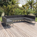 6-Delige Loungeset Met Kussens Poly Rattan Grijs