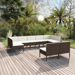 6-Delige Loungeset Met Kussens Poly Rattan Bruin