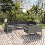 6-Delige Loungeset Met Kussens Poly Rattan Grijs