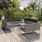 6-Delige Loungeset Met Kussens Poly Rattan Grijs