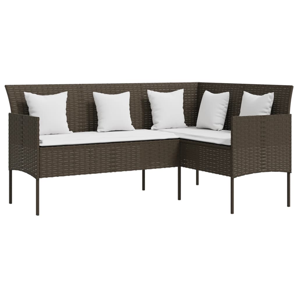 -Delige Loungeset Met Kussens L-Vormig Poly Rattan