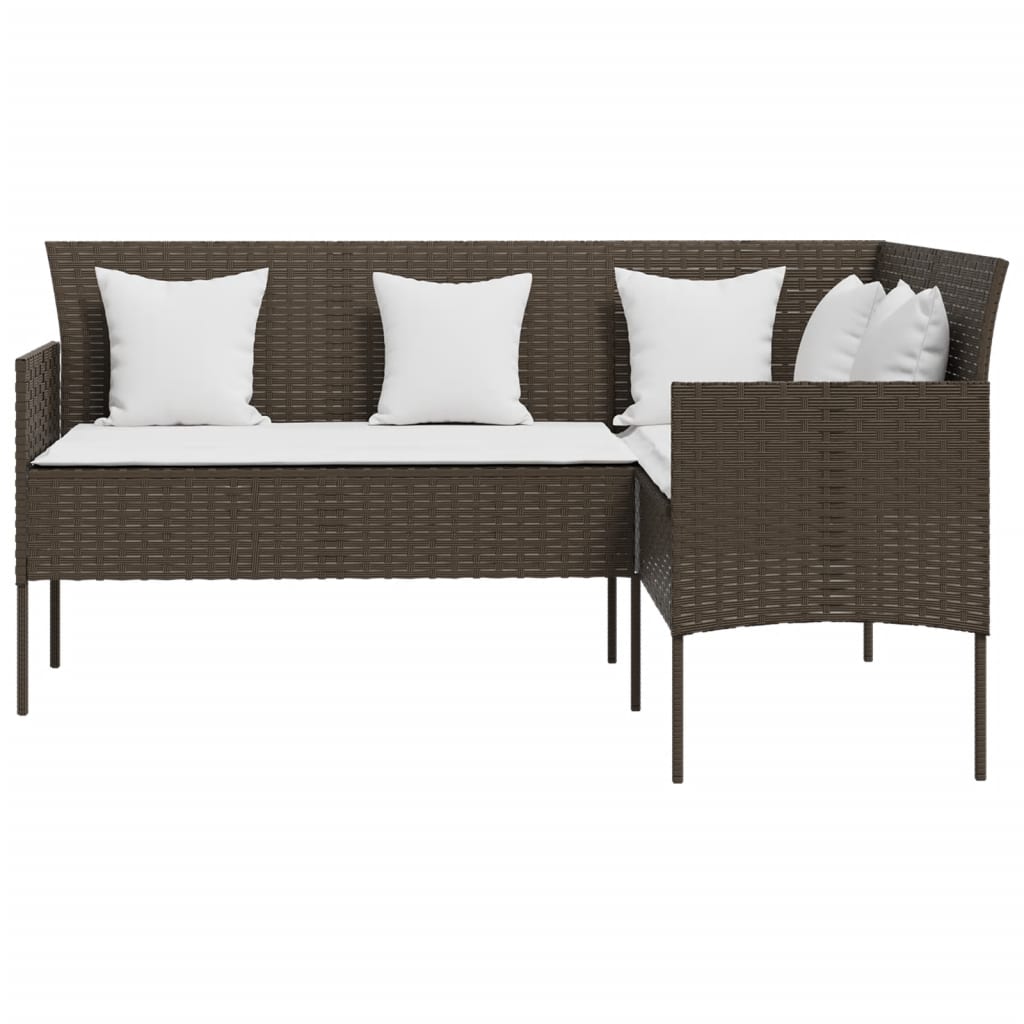 -Delige Loungeset Met Kussens L-Vormig Poly Rattan