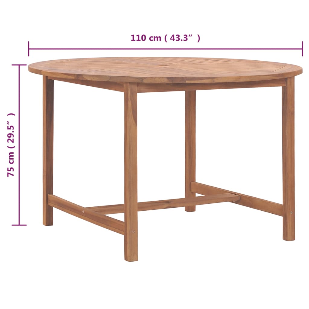 Tuintafel Ø0X75 Cm Massief Teakhout