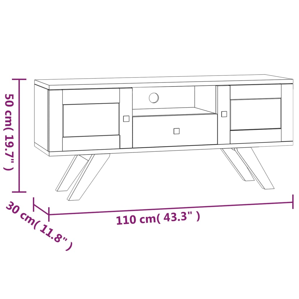 Tv-Meubel 110X30X50 Cm Massief Teakhout Bruin