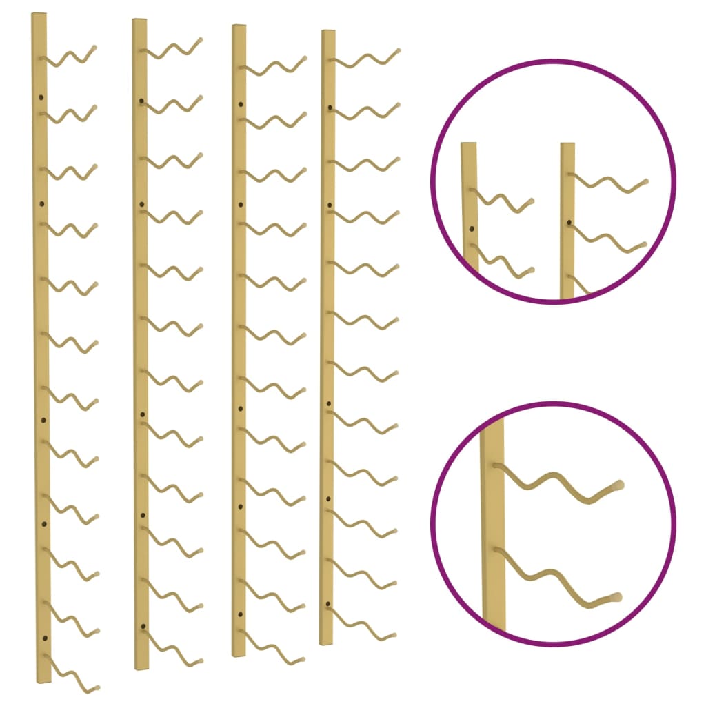 Wijnrekken 2 St Voor 24 Flessen Wandmontage Ijzer Kleurig Goud