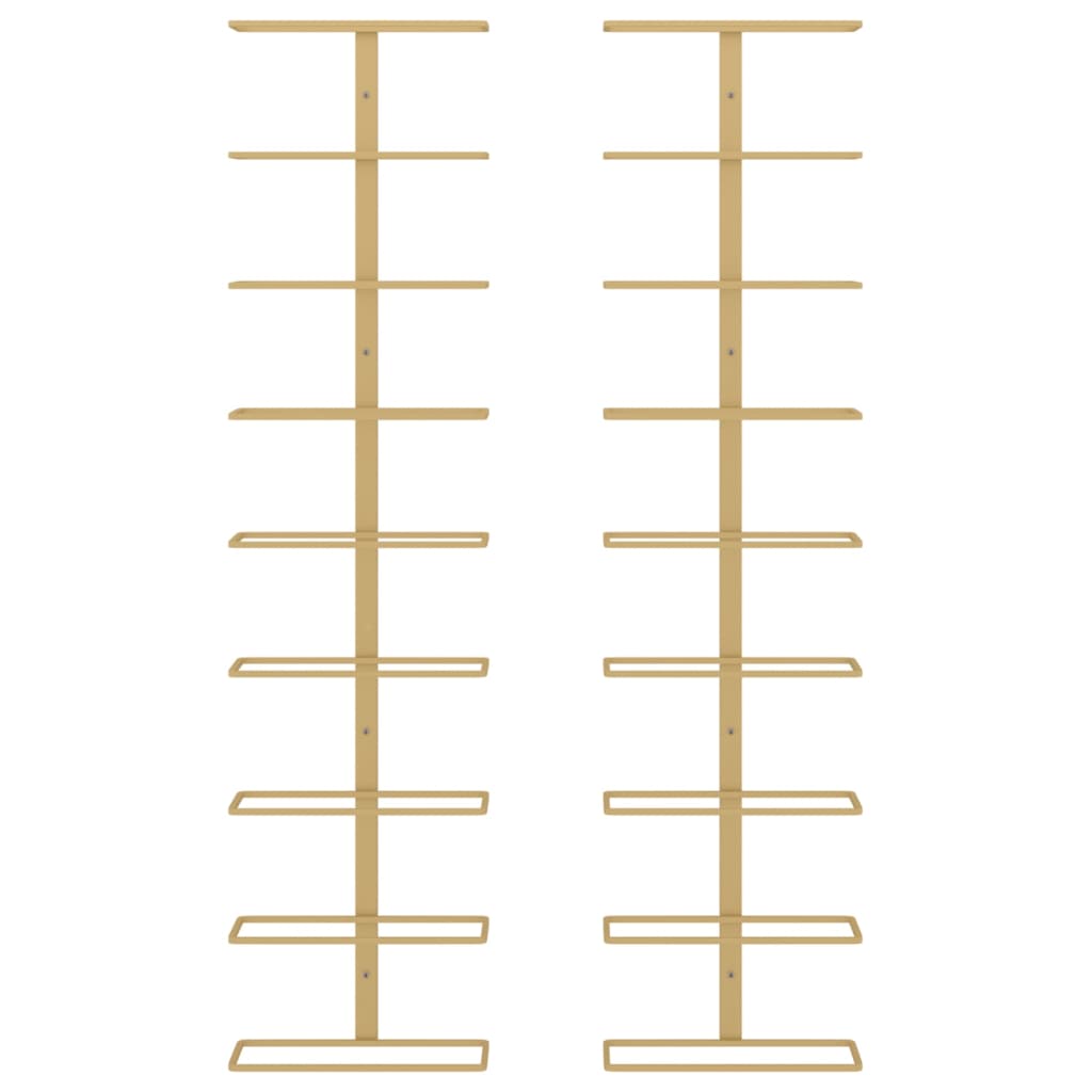 Wijnrekken 2 St Voor 9 Flessen Wandmontage Ijzer Kleurig Goud