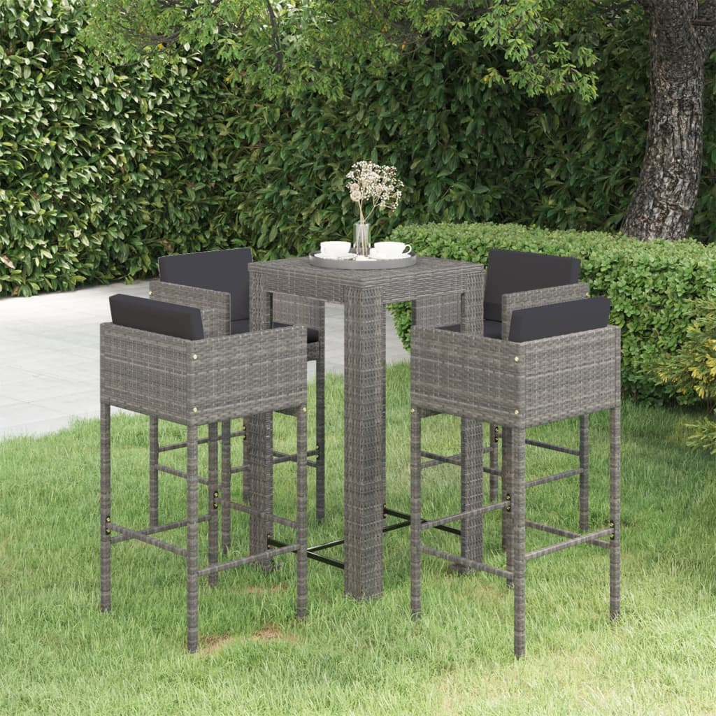 -Delige Tuinbarset Met Kussens Poly Rattan