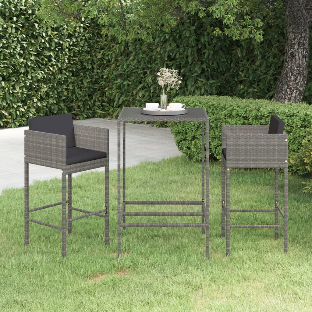 -Delige Tuinbarset Met Kussens Poly Rattan