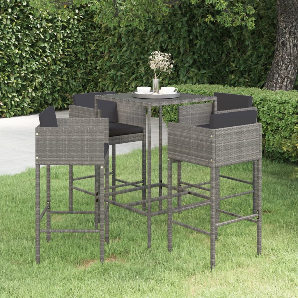 -Delige Tuinbarset Met Kussens Poly Rattan