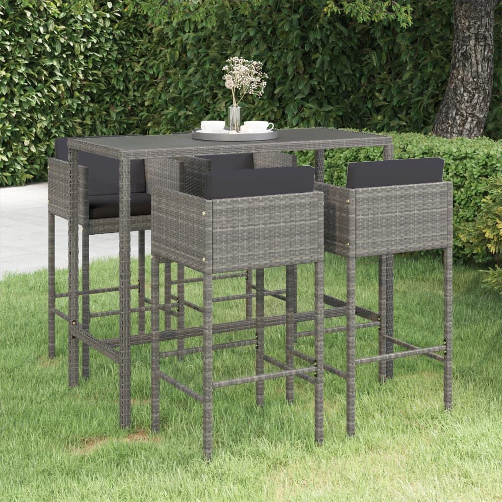 -Delige Tuinbarset Met Kussens Poly Rattan