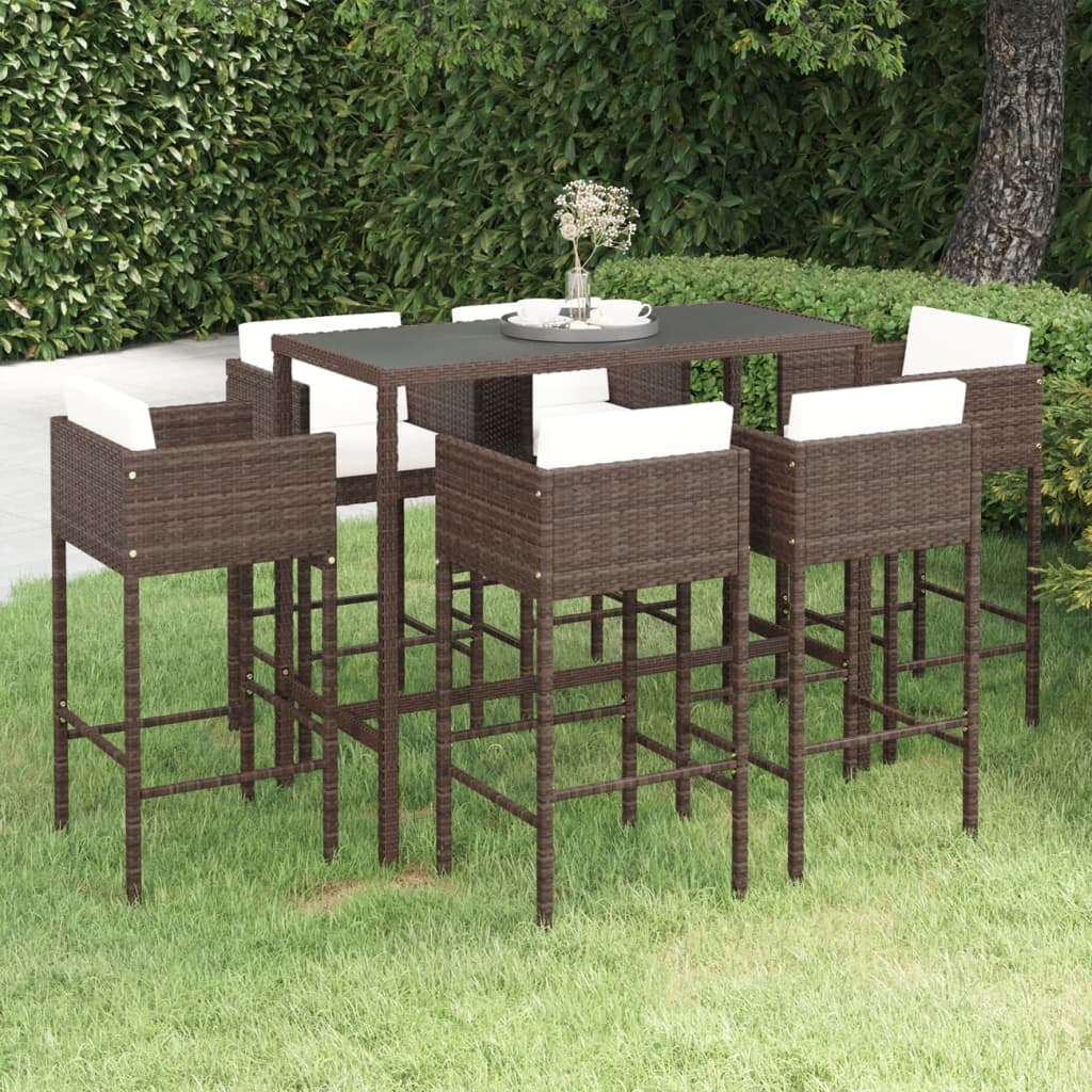 -Delige Tuinbarset Met Kussens Poly Rattan