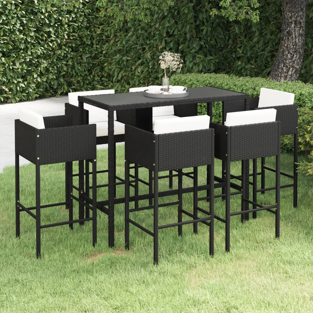 -Delige Tuinbarset Met Kussens Poly Rattan