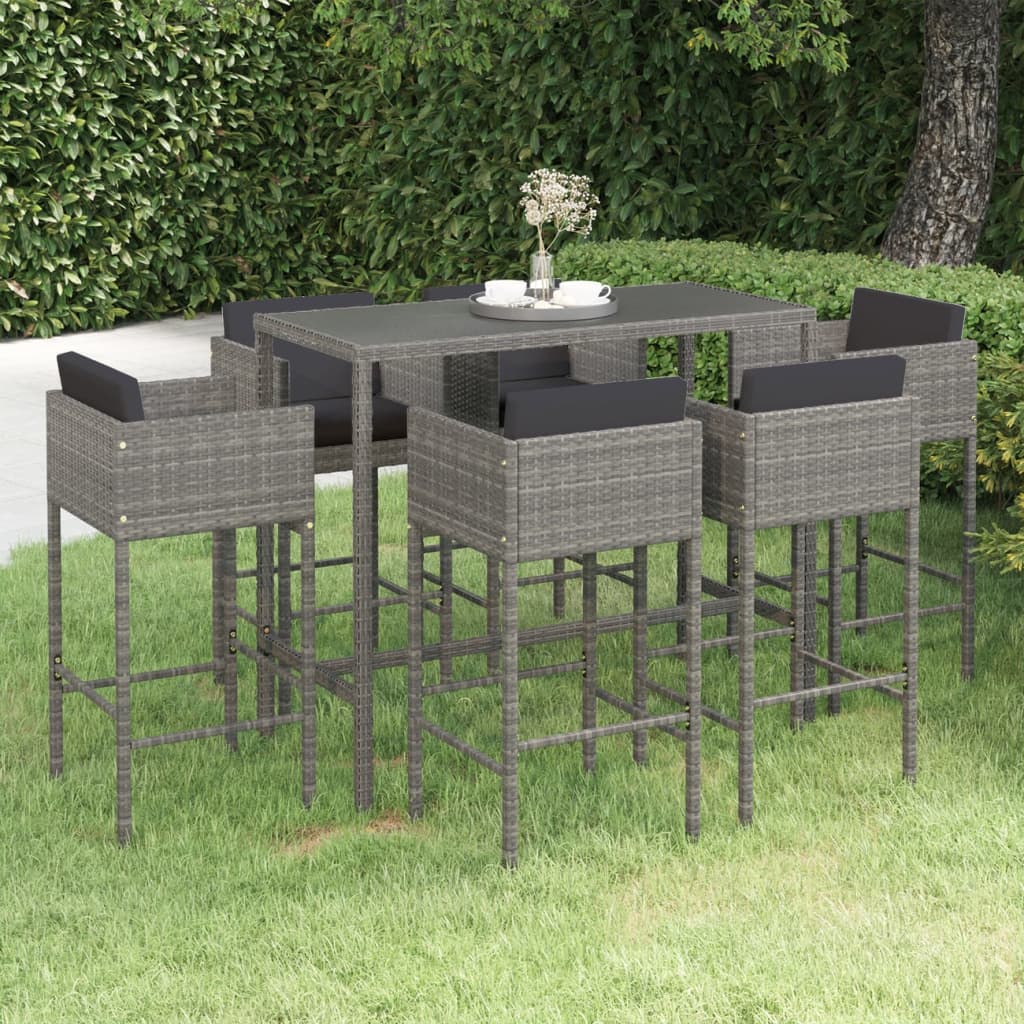 -Delige Tuinbarset Met Kussens Poly Rattan