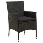 -Delige Tuinset Met Kussens Poly Rattan Zwart