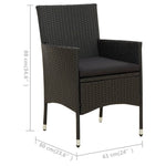 -Delige Tuinset Met Kussens Poly Rattan Zwart