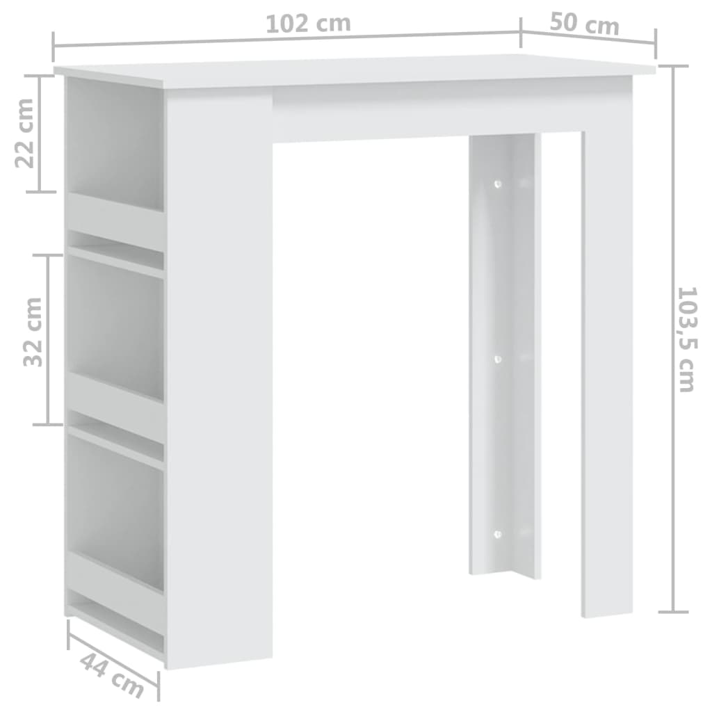 Bartafel Met Opbergrek 102X50X103,5 Cm Bewerkt Hout