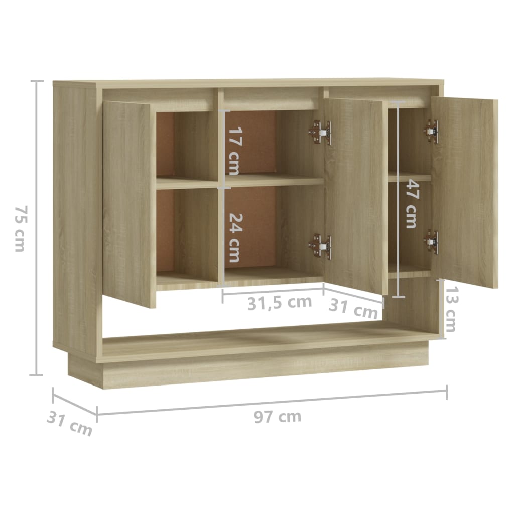 Dressoir 97X31X75 Cm Bewerkt Hout Kleurig