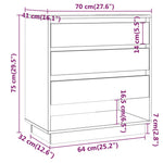 Dressoir 70X41X75 Cm Bewerkt Hout Kleurig