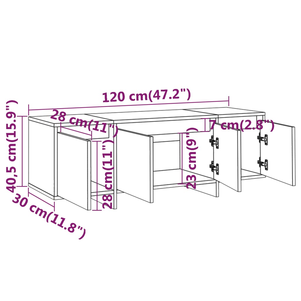 Tv-Meubel 120X30X40,5 Cm Bewerkt Hout Kleurig