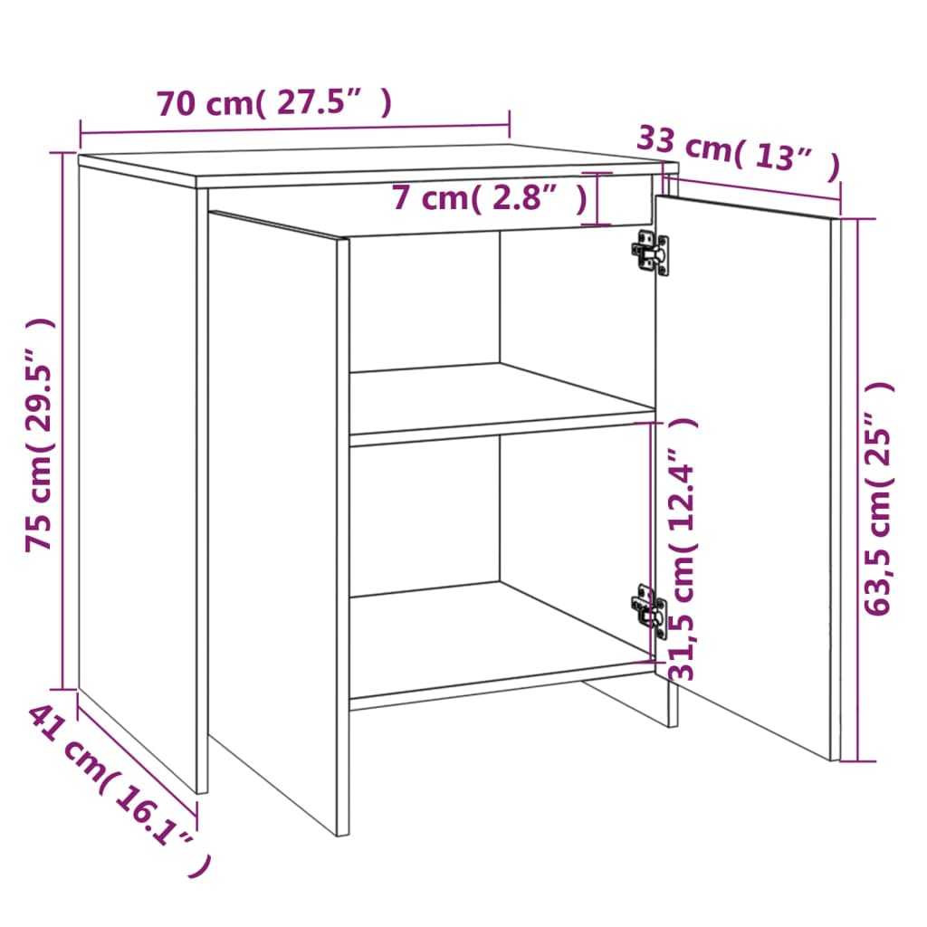 Dressoir 70X41X75 Cm Bewerkt Hout