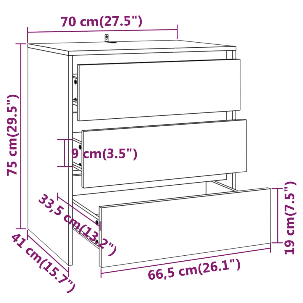 Dressoir 70X41X75 Cm Bewerkt Hout