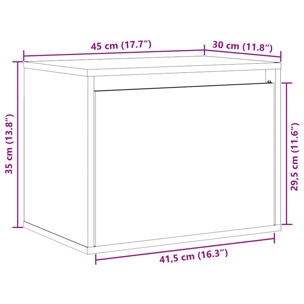 Wandkast 45X30X35 Cm Massief Grenenhout