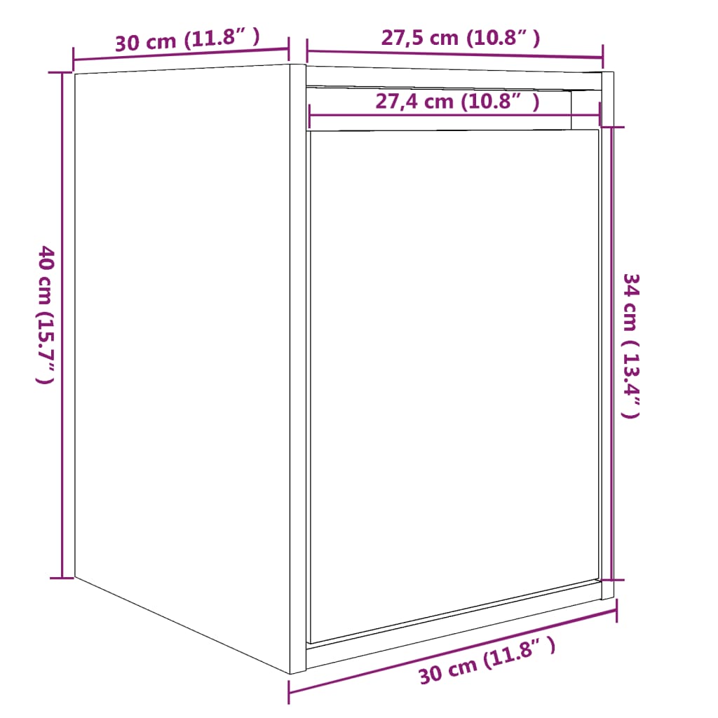 Wandkast 30X30X40 Cm Massief Grenenhout