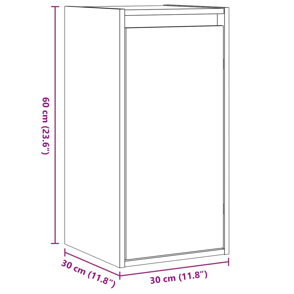 Wandkast 30X30X60 Cm Massief Grenenhout