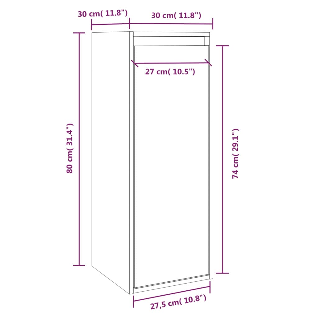 Wandkasten 30X30X80 Cm Massief Grenenhout