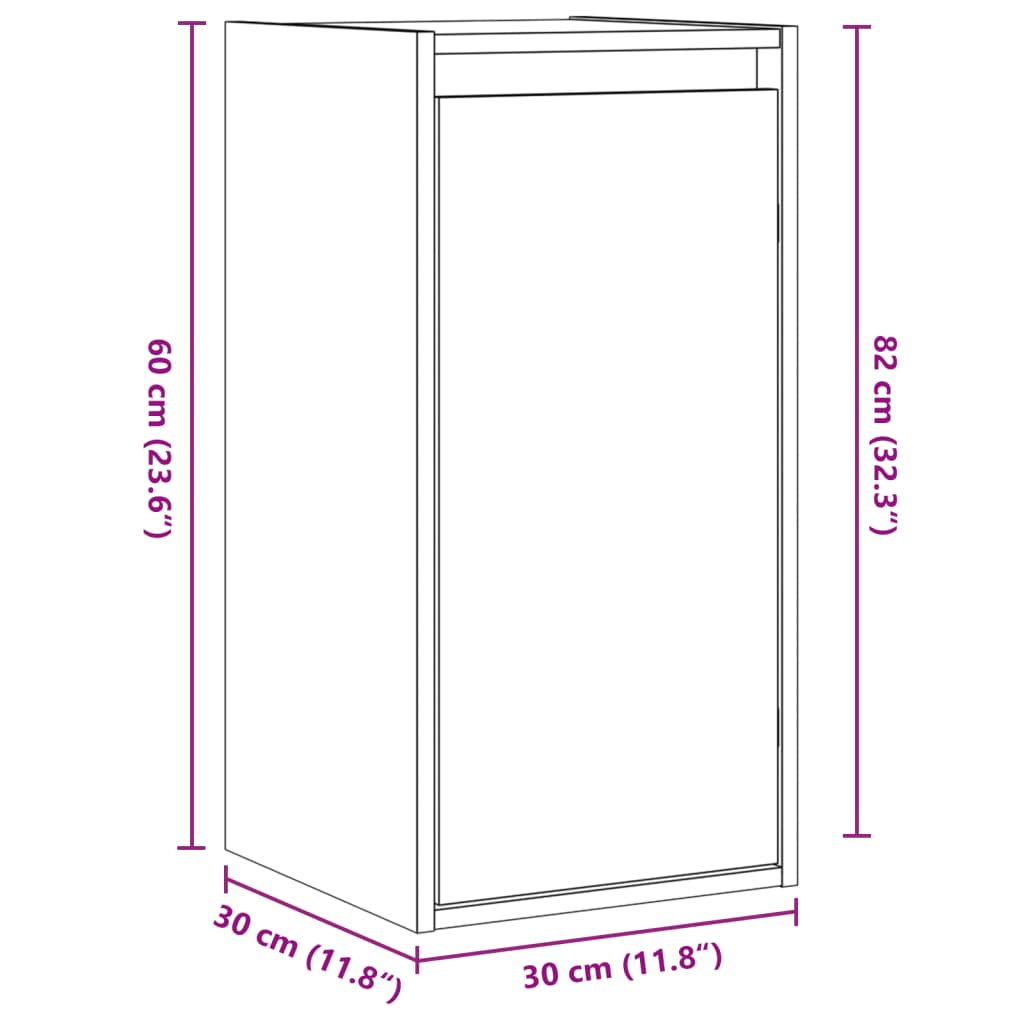 Wandkast 30X30X100 Cm Massief Grenenhout