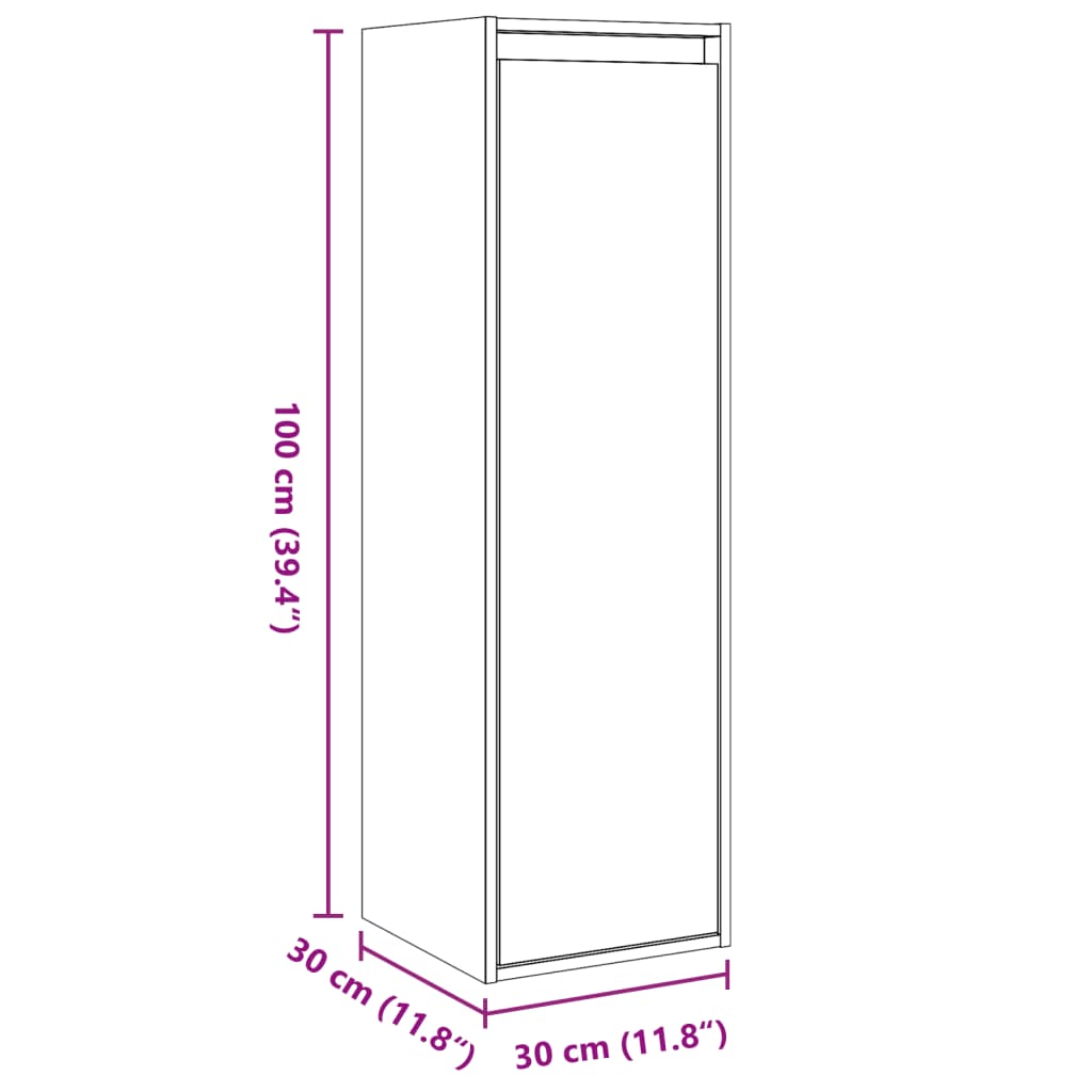 Wandkast 30X30X100 Cm Massief Grenenhout