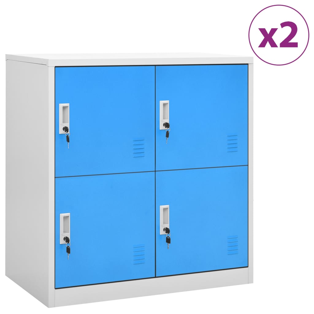 Lockerkasten 90X45X92,5 Cm Staal Lichtgrijs En Blauw