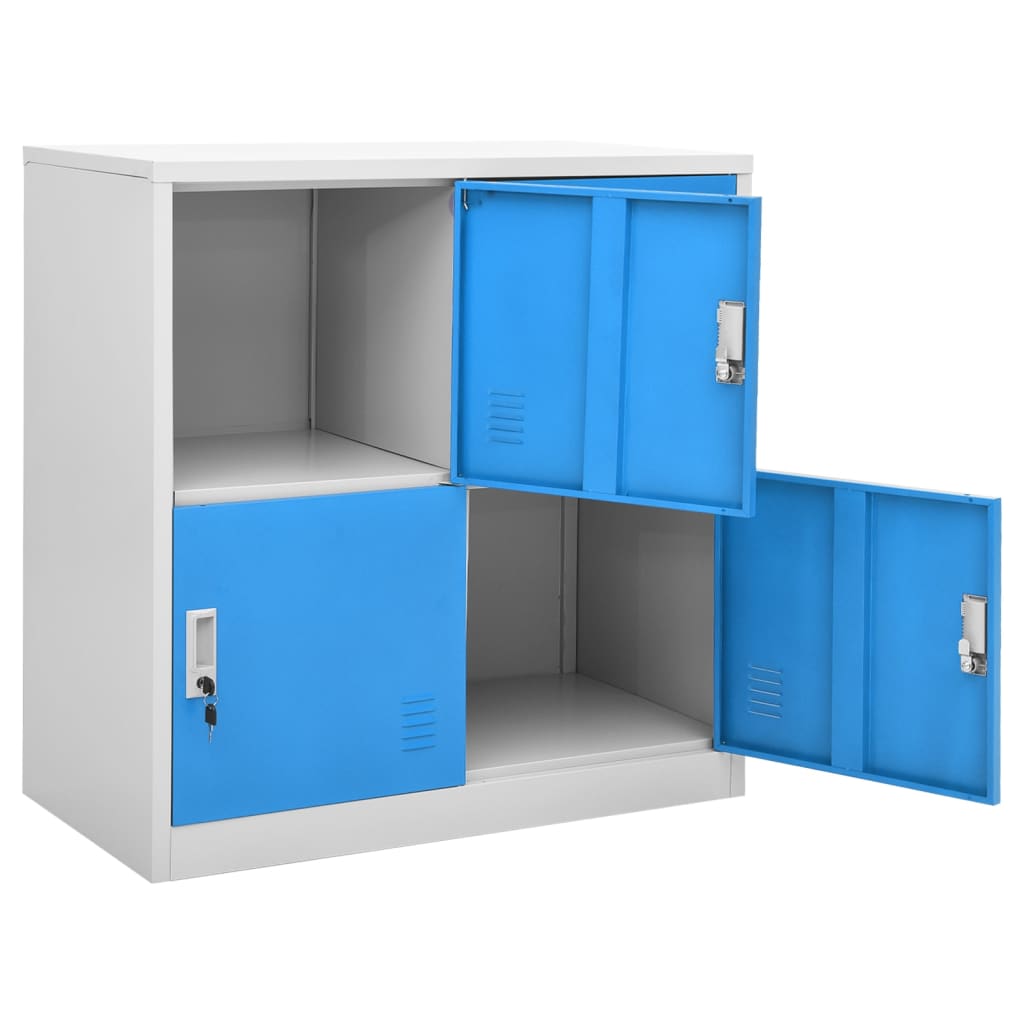 Lockerkasten 90X45X92,5 Cm Staal Lichtgrijs En Blauw