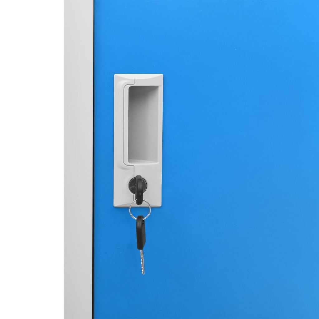 Lockerkasten 90X45X92,5 Cm Staal Lichtgrijs En Blauw