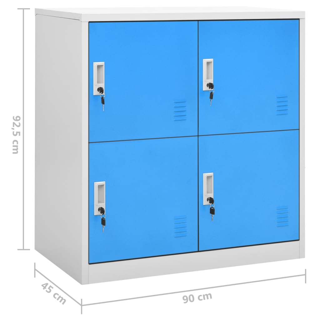 Lockerkasten 90X45X92,5 Cm Staal Lichtgrijs En Blauw