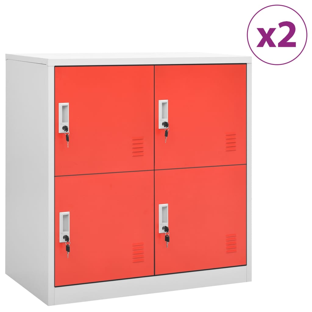 Lockerkasten 90X45X92,5 Cm Staal Lichtgrijs En Rood