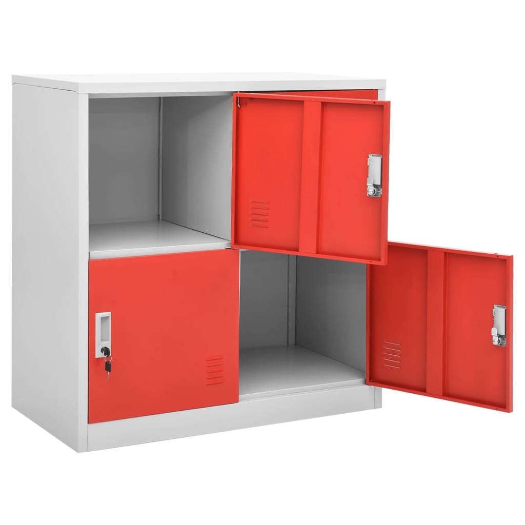 Lockerkasten 90X45X92,5 Cm Staal Lichtgrijs En Rood