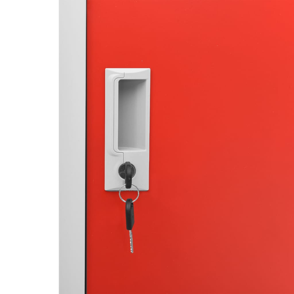 Lockerkasten 90X45X92,5 Cm Staal Lichtgrijs En Rood