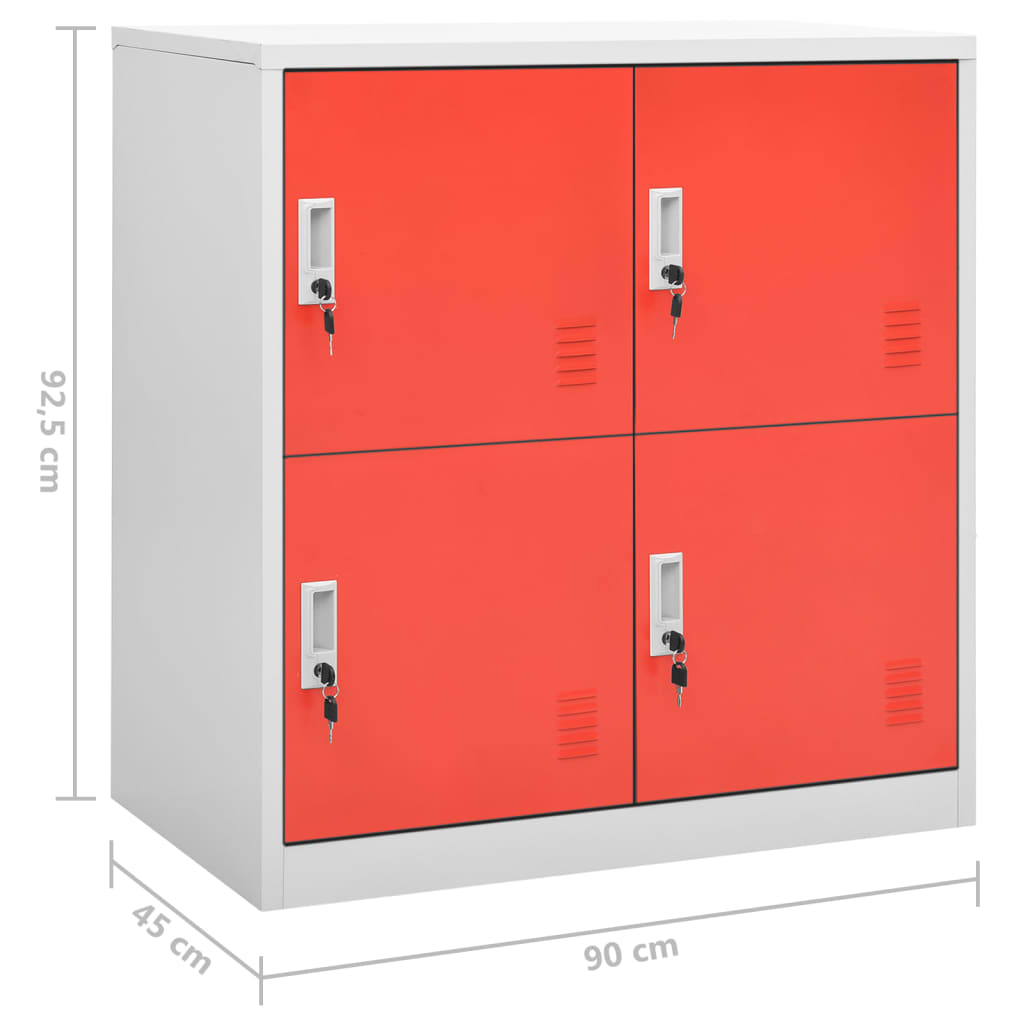 Lockerkasten 90X45X92,5 Cm Staal Lichtgrijs En Rood