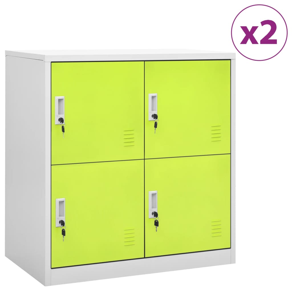 Lockerkasten 90X45X92,5 Cm Staal Lichtgrijs En Groen