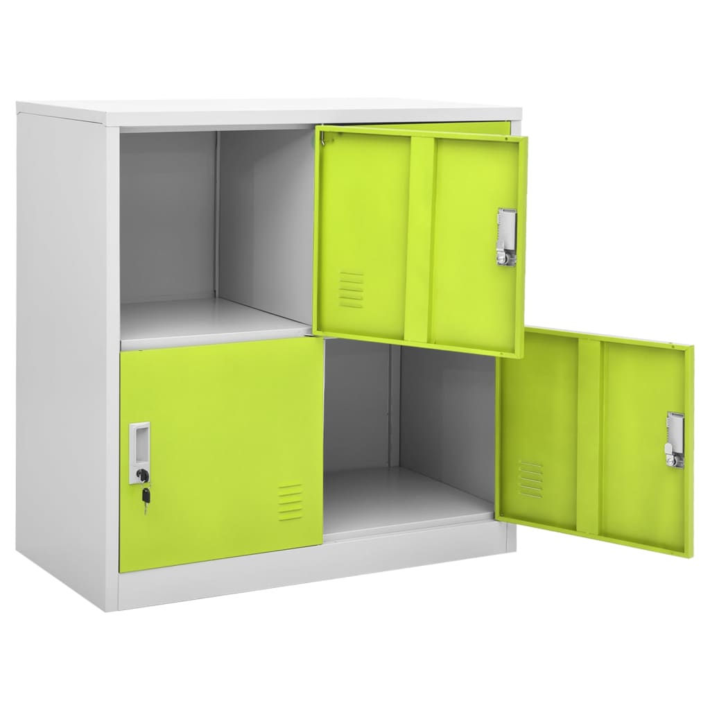 Lockerkasten 90X45X92,5 Cm Staal Lichtgrijs En Groen