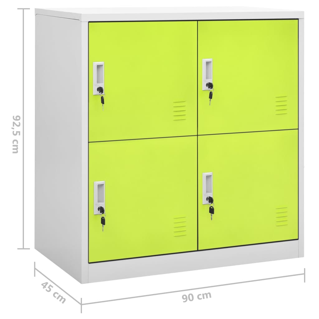 Lockerkasten 90X45X92,5 Cm Staal Lichtgrijs En Groen