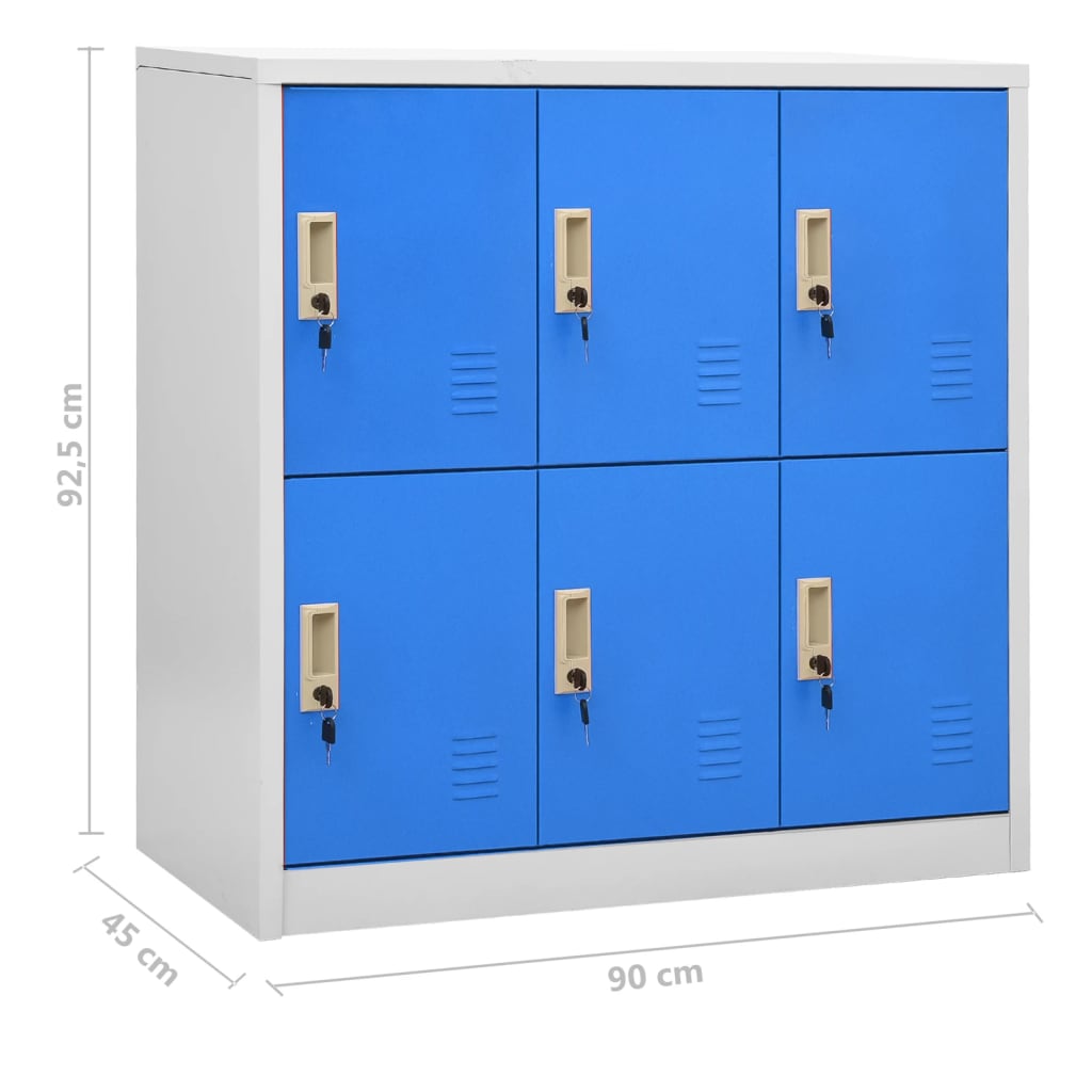 Lockerkasten 90X45X92,5 Cm Staal Lichtgrijs En Blauw