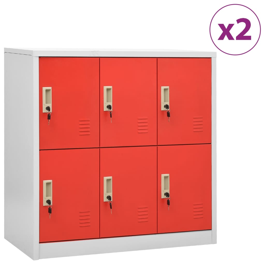 Lockerkasten 90X45X92,5 Cm Staal Lichtgrijs En Rood