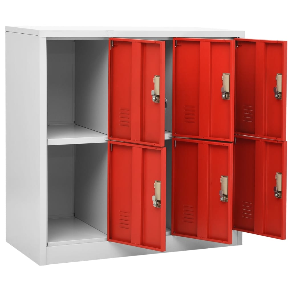 Lockerkasten 90X45X92,5 Cm Staal Lichtgrijs En Rood