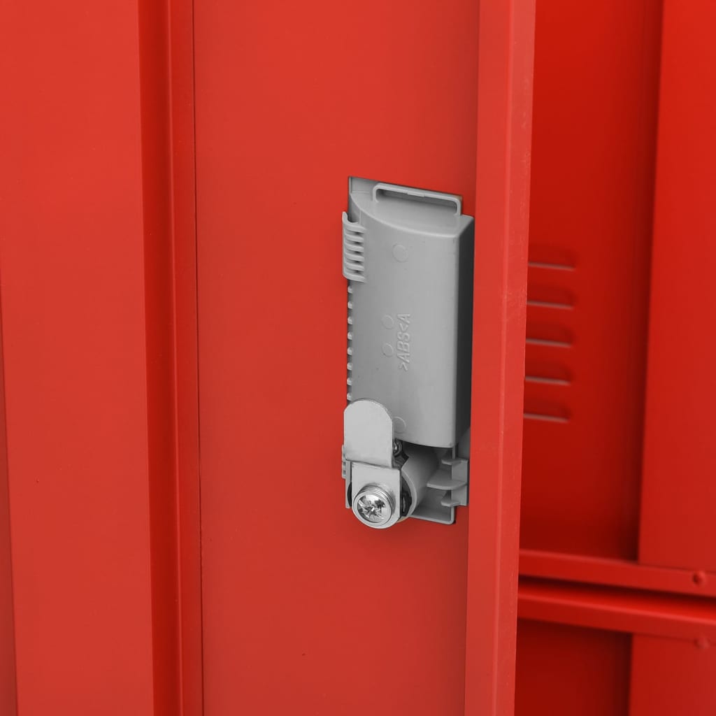 Lockerkasten 90X45X92,5 Cm Staal Lichtgrijs En Rood