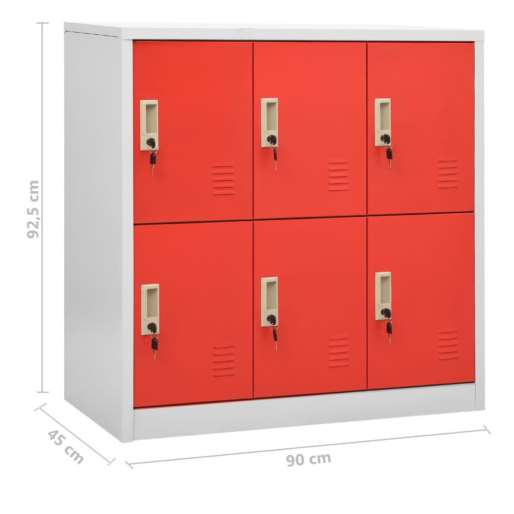 Lockerkasten 90X45X92,5 Cm Staal Lichtgrijs En Rood